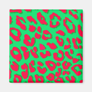 Leopard Print Red Green Magnet