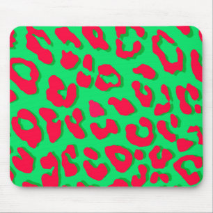 Leopard Print Red Green Mouse Pad