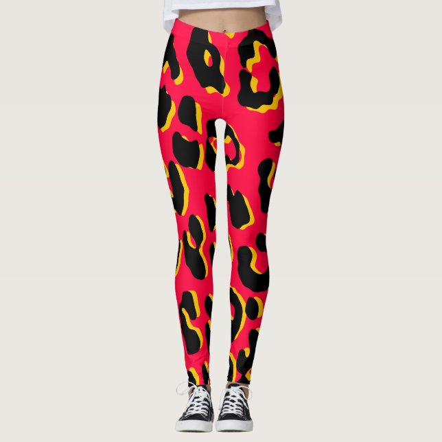 Leopard Print Red Leggings (Front)
