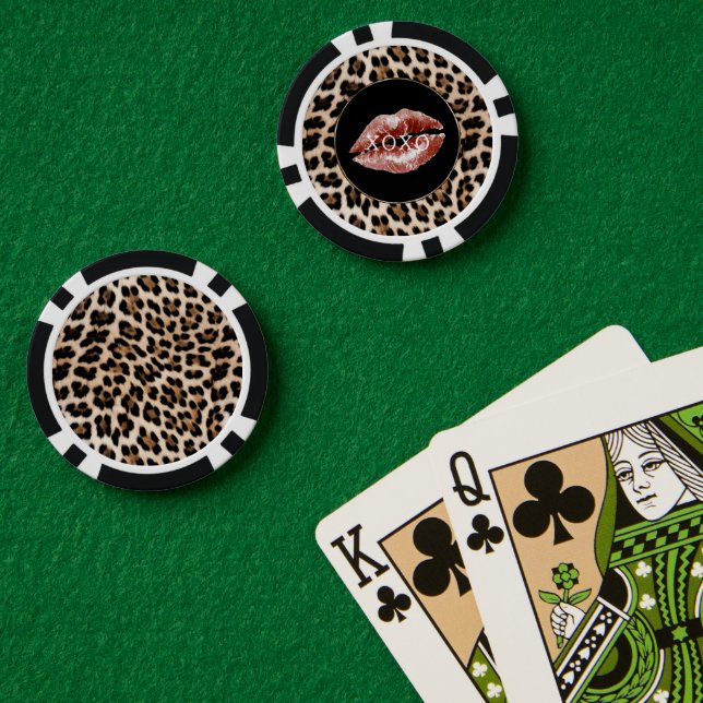 Leopard Print Red Lips XOXO Poker Chips (Poker Table (Double))
