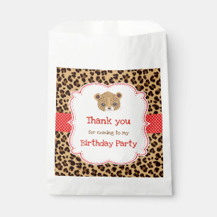 Leopard Print Red Quatre foil Birthday Party Favour Bags