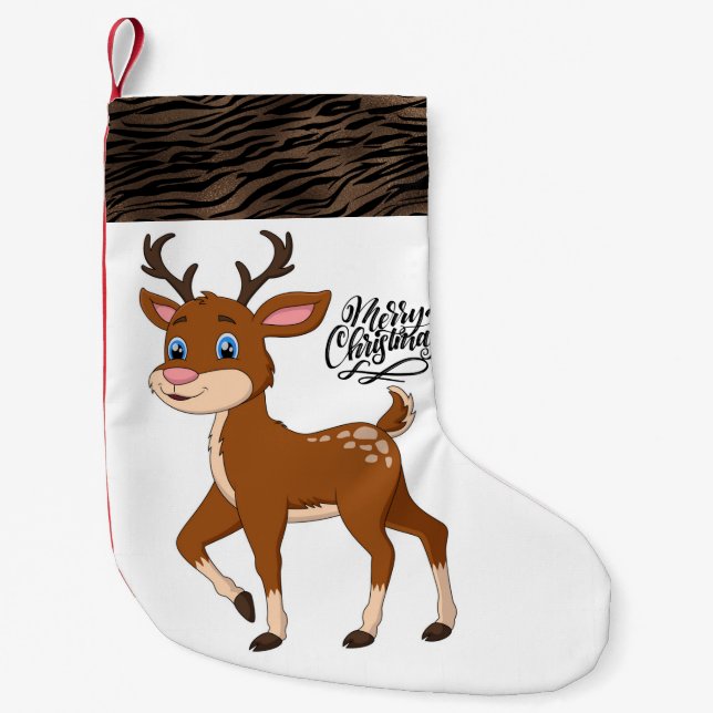 Leopard Print Reindeer Christmas Stocking (Front)