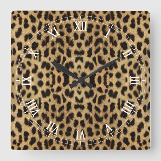 Leopard print Roman Numeral Clock (Front)
