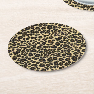 Leopard Print Round Paper Coaster