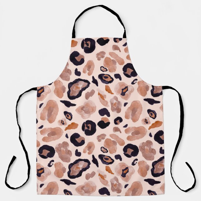 Leopard print, seamless, beige background. apron (Front)