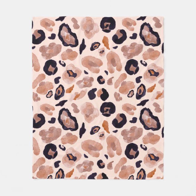 Leopard print, seamless, beige background. fleece blanket (Front)