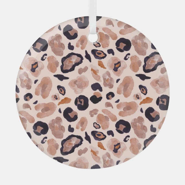 Leopard print, seamless, beige background. glass tree decoration (Front)