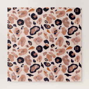 Leopard print, seamless, beige background. jigsaw puzzle