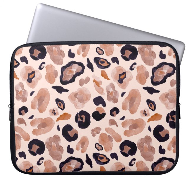 Leopard print, seamless, beige background. laptop sleeve (Front)