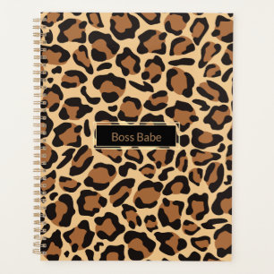 Leopard Print Seamless Pattern Custom Name Planner