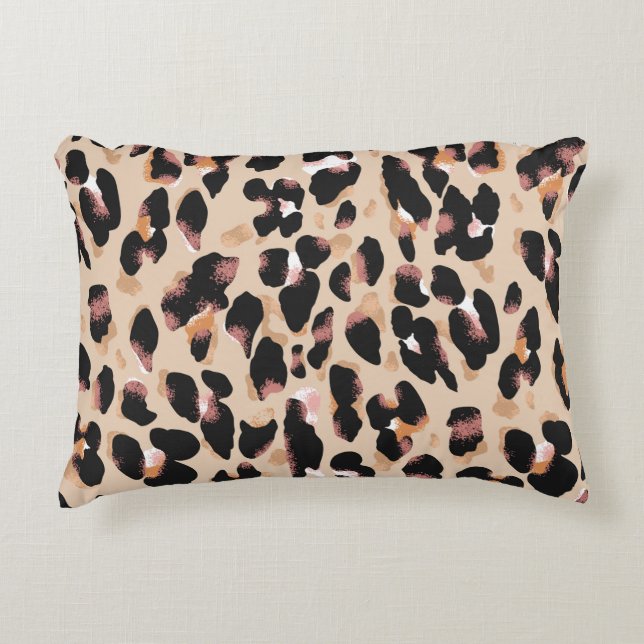 Leopard print seamless pattern decorative cushion (Front)