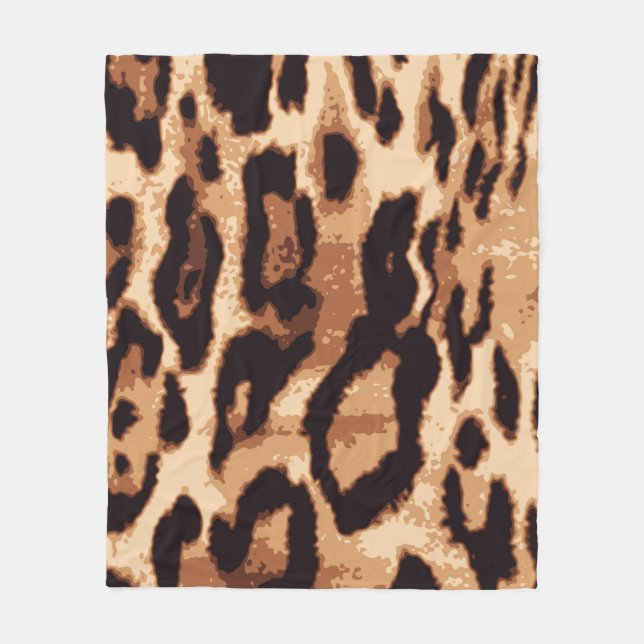 Leopard print seamless pattern fleece blanket (Front)