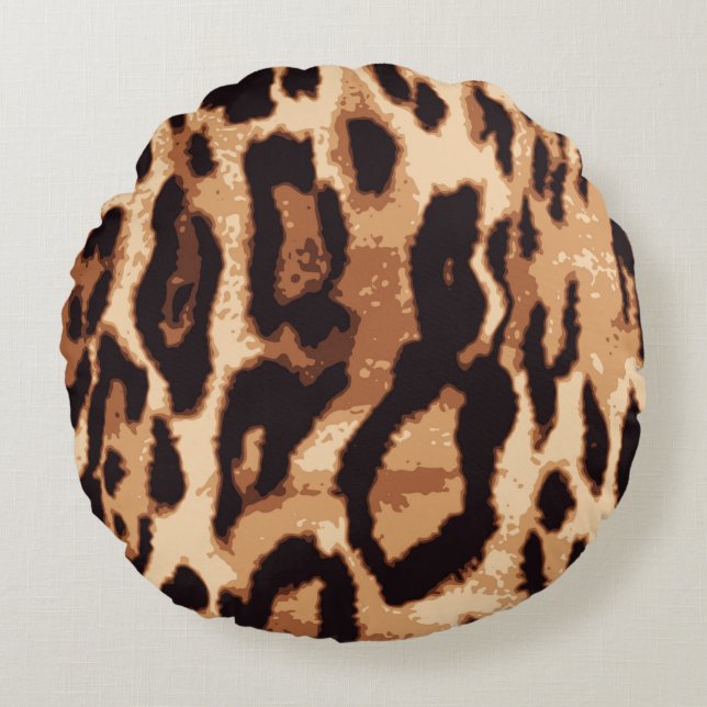 Leopard print seamless pattern round cushion (Front)