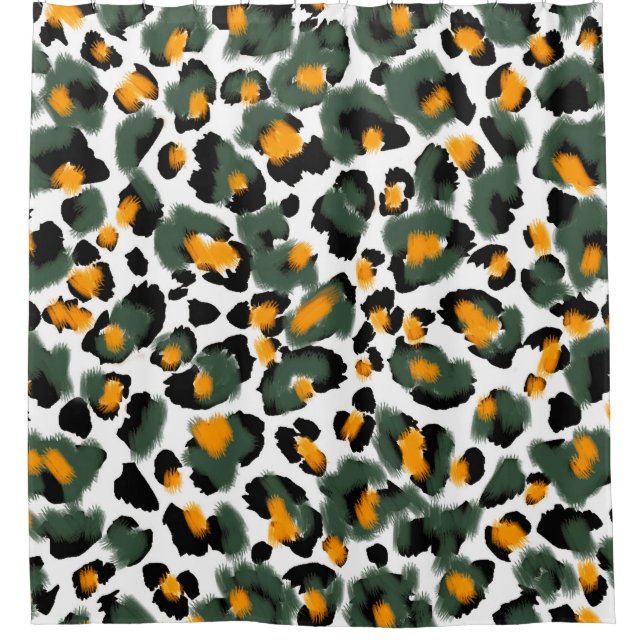 Leopard print seamless pattern shower curtain (Front)