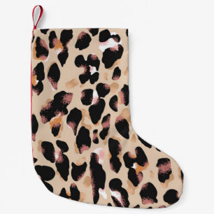 Leopard print seamless pattern small christmas stocking