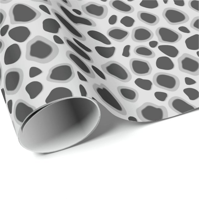 Leopard Print - Shades of Grey Wrapping Paper (Roll Corner)