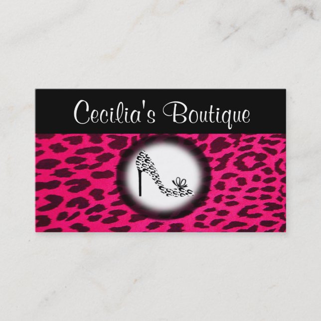 Leopard Print Shoe Boutique Business Card (Front)
