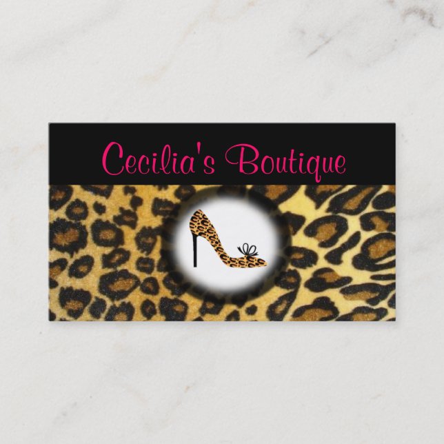 Leopard Print Shoe Boutique Business Card (Front)