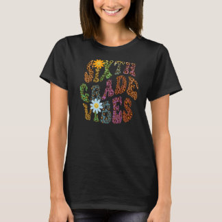 Leopard Print SIXTH GRADE VIBES Teacher Peace Love T-Shirt