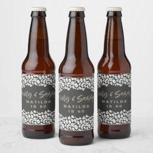 Leopard print sixty and sassy 60th birthday favour beer bottle label