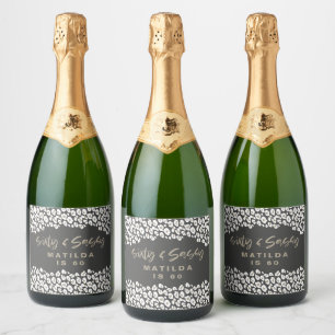 Leopard print sixty and sassy 60th birthday favour sparkling wine label