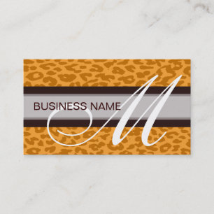 Leopard Print Skin and Monogram 2 Business Card