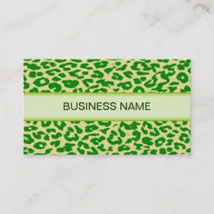 Leopard Print Skin and Plain Green Business Card