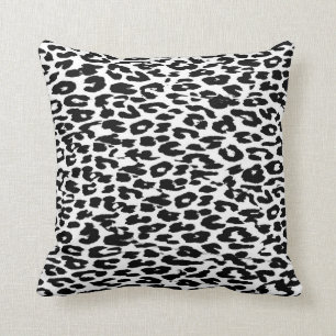 Leopard Print Skin Black and White Cushion