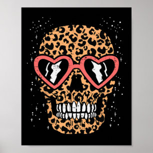 Leopard Print Skull Skeleton Funny Halloween Women