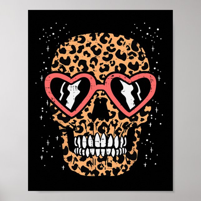 Leopard Print Skull Skeleton Funny Halloween Women (Front)