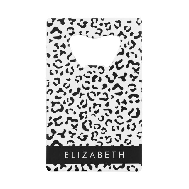 Leopard Print, Spots, Black And White, Your Name (Front)