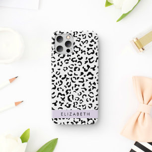 Leopard Print, Spots, Black And White, Your Name iPhone 12 Pro Case
