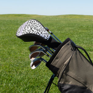 Leopard Print, Spots, Black And White, Your Name Golf Head Cover