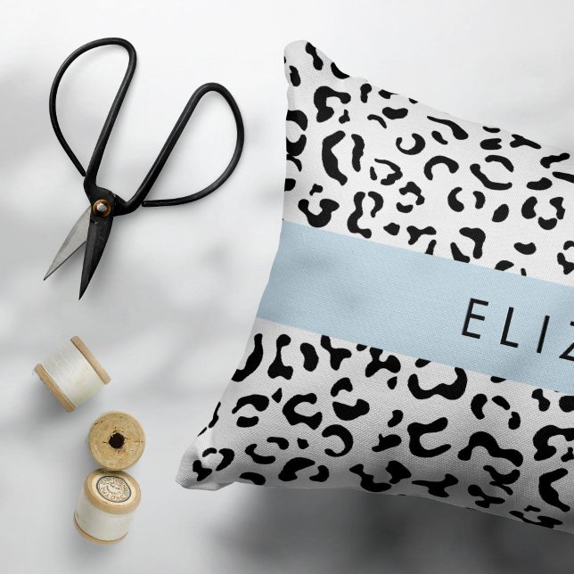 Leopard Print, Spots, Black And White, Your Name Pillowcase (Creator Uploaded)