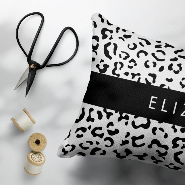 Leopard Print, Spots, Black And White, Your Name Pillowcase (Creator Uploaded)