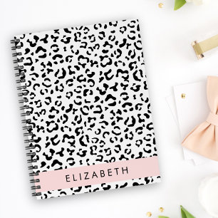 Leopard Print, Spots, Black And White, Your Name Planner