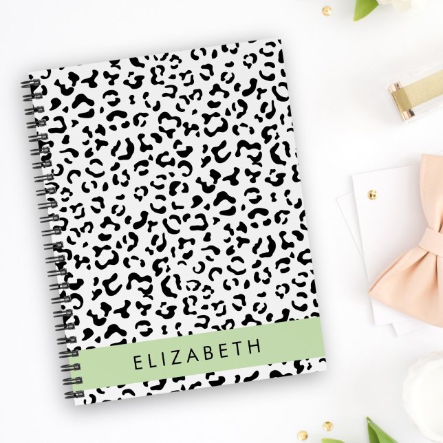 Leopard Print, Spots, Black And White, Your Name Planner (Creator Uploaded)