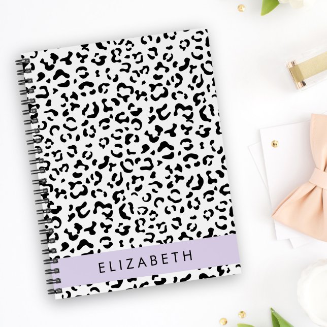 Leopard Print, Spots, Black And White, Your Name Planner (Creator Uploaded)