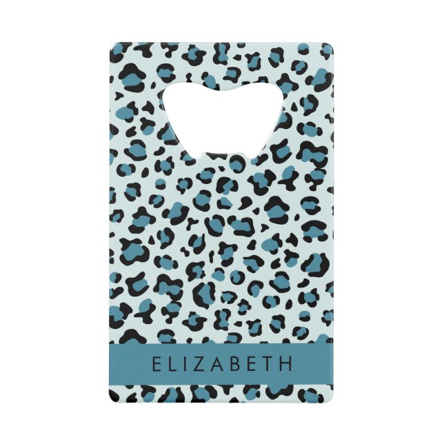 Leopard Print, Spots, Blue Leopard, Your Name (Front)