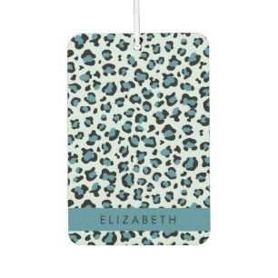 Leopard Print, Spots, Blue Leopard, Your Name Car Air Freshener
