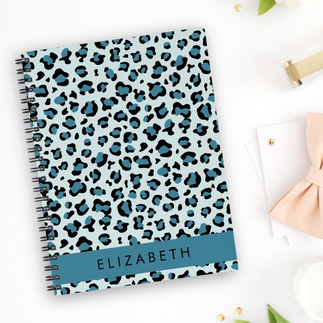 Leopard Print, Spots, Blue Leopard, Your Name Planner (Creator Uploaded)