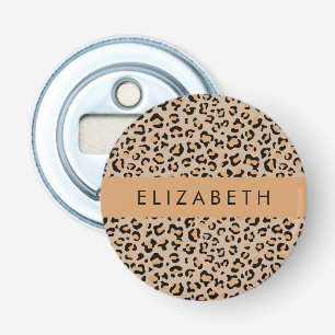 Leopard Print, Spots, Brown Leopard, Your Name Bottle Opener