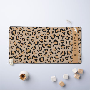 Leopard Print, Spots, Brown Leopard, Your Name Desk Mat