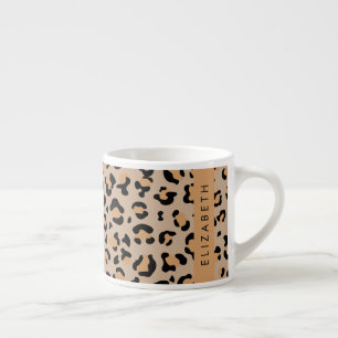 Leopard Print, Spots, Brown Leopard, Your Name Espresso Cup