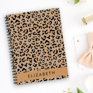 Leopard Print, Spots, Brown Leopard, Your Name Notebook