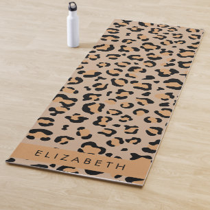 Leopard Print, Spots, Brown Leopard, Your Name Yoga Mat