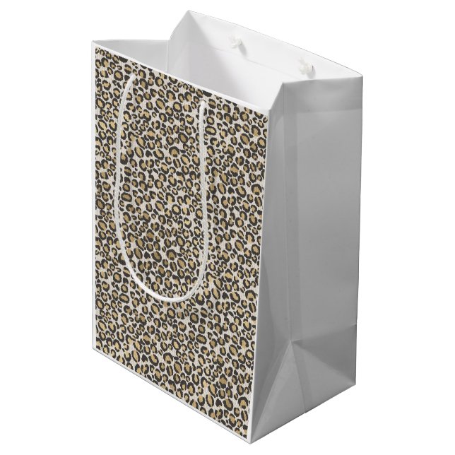 Leopard Print Spots Neutrals Chic Trending Animal  Medium Gift Bag (Back Angled)