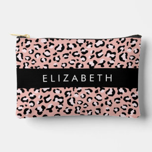 Leopard Print, Spots, Pink Leopard, Your Name Accessory Pouch