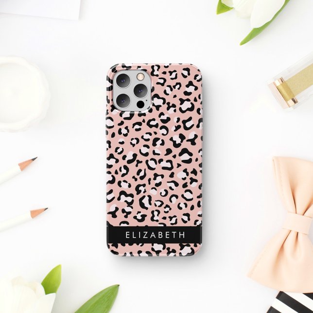 Leopard Print, Spots, Pink Leopard, Your Name Case-Mate iPhone Case (Creator Uploaded)
