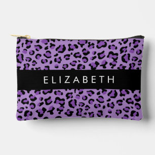 Leopard Print, Spots, Purple Leopard, Your Name Accessory Pouch